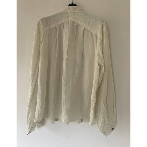 rag & bone Sachi Voluminous Pleated Top Pale Ivory Size Medium Balloon Sleeve - Picture 6 of 6